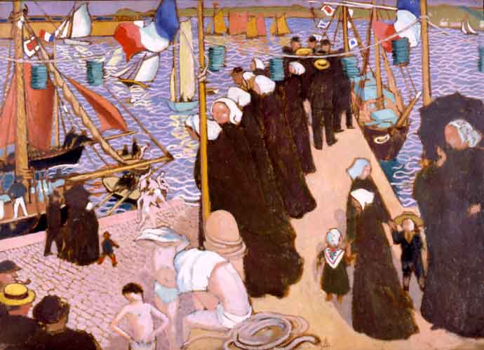 Maurice Denis. "Regatas en Perros-Guirec. Vista del malec�n oeste", 1897. �leo sobre cart�n pegado sobre papel. 73 x 100 cm. Saint-Germain-en-Laye. Mus�e d�partemental Maurice Denis.