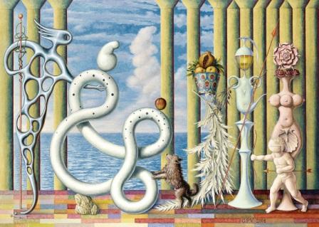 Guillermo P�rez Villalta. EL JUICIO DE PARIS. 2003-2004. Temple sobre lienzo. 141 x 200 cm. Colecci�n particular.