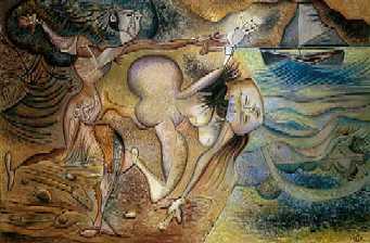 Javier Vilat�. "Su reflejo", 1965-1968. �leo sobre lienzo. 198 x 305 cms. Colecci�n particular.